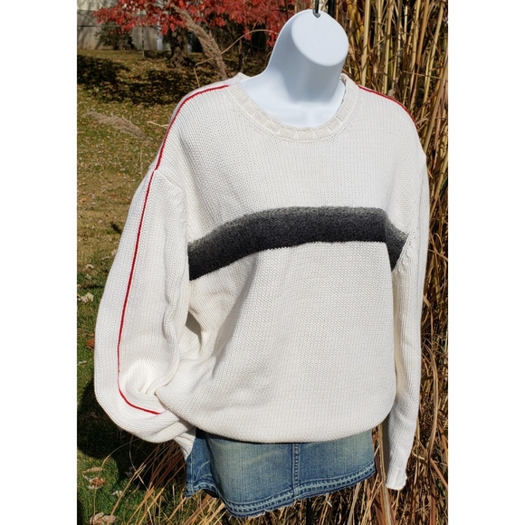 SOLD Nautica Wool Stripe Red Piping Sweater - Picture 6 of 8